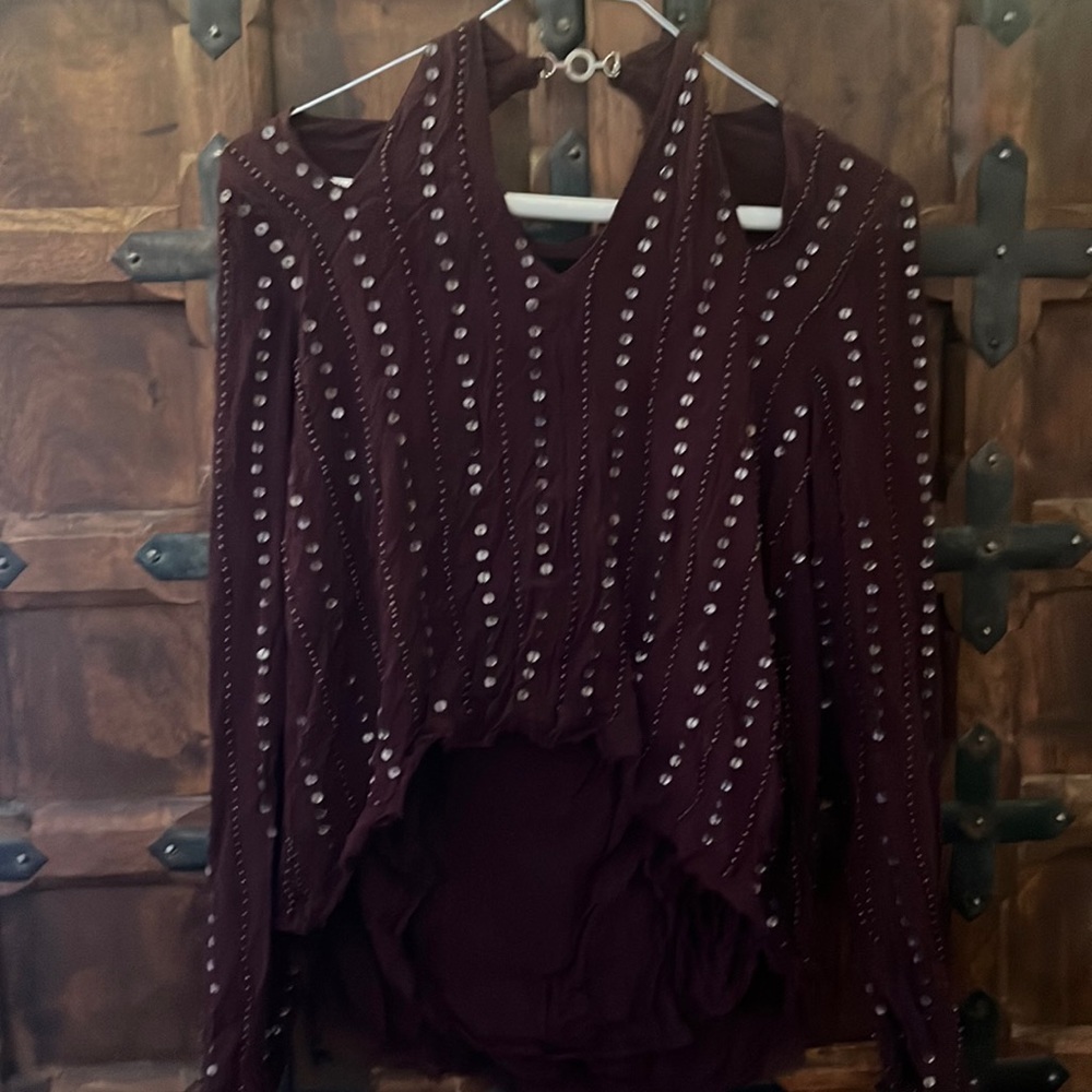 Free people eggplant  long sleeve shirt